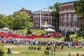 Middletown Ct USA Graduation at Wesleyan University outdoors viwing crowd and ceremony from above with